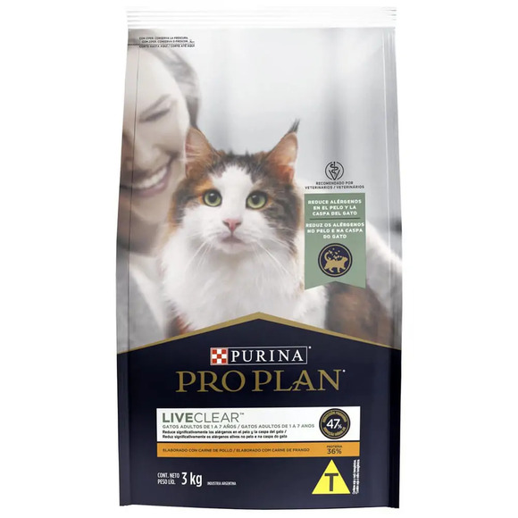 Ração Redução Alérgenos Pro Plan Live Clear Gatos Adultos 3 kg