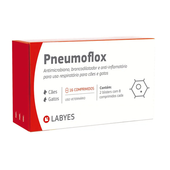 Antibiótico Pneumoflox Labyes para cães e gatos 16 comprimidos