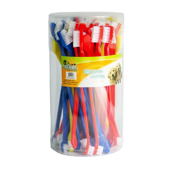 Escova Dental Dupla Pote Savana Pet 50 Unidades