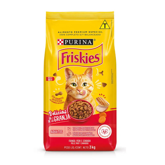 Ração Friskies Gatos Adultos Delícias da Granja Frango 3 kg