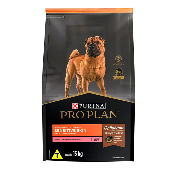 Ração Pro Plan Cães Adultos Médios e Grandes Sensitive Skin Salmão 15 kg