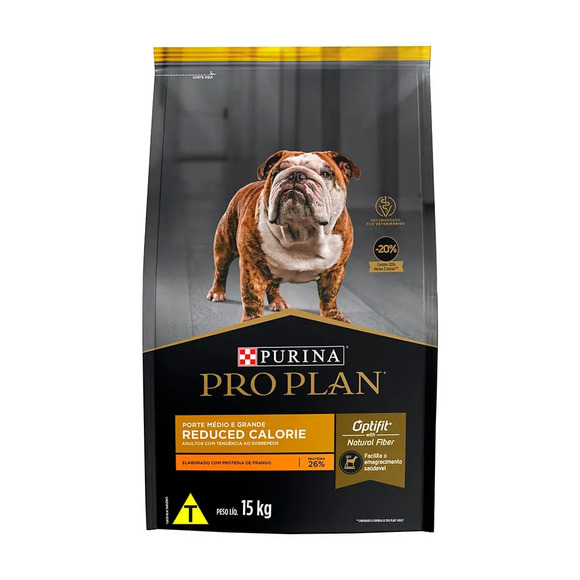 Ração Pro Plan Cães Adultos Calorias Reduzidas Raças Médias e Grandes Frango 15 kg