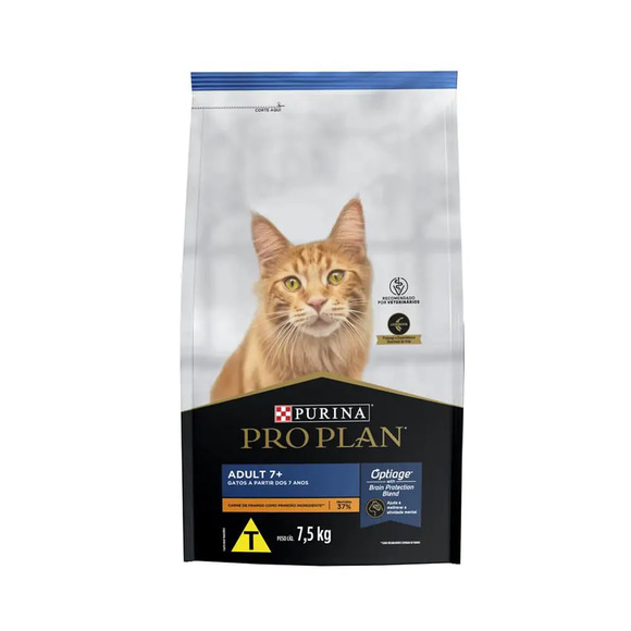 Ração Pro Plan Gatos Adultos 7+ Frango 7,5kg