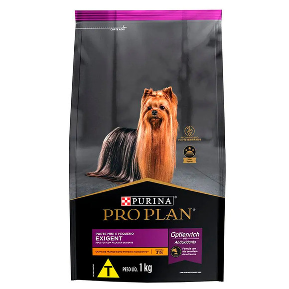 Ração Pro Plan Cães Adultos Exigentes Raças Mini e Pequenas Frango 1 kg