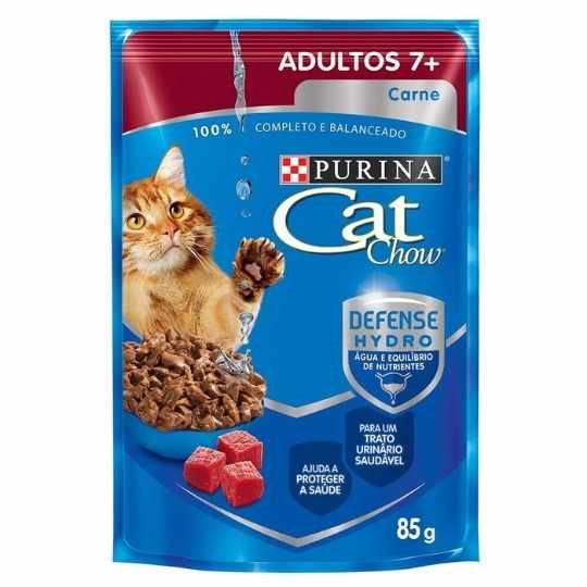 Cat Chow Sache Adultos 7 + Carne Ao Molho 85 g