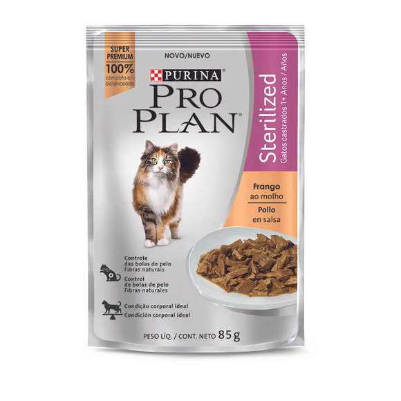 Ração Úmida Pro Plan Gatos Sterilized Frango ao Molho 85 g