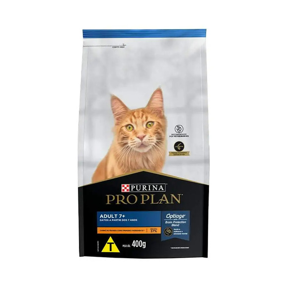 Ração Pro Plan Gatos Adultos 7+ Frango 400g