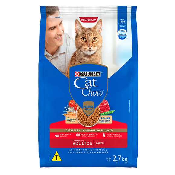 Ração Cat Chow Adultos Carne 2,7 kg