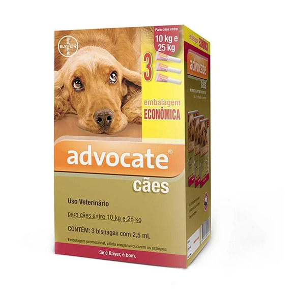 Antipulgas Advocate Cães 10 a 25kg 3 pipetas