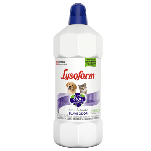 Lysoform Pets Suave Odor Desinfeta e Neutraliza Cheiros 1 L