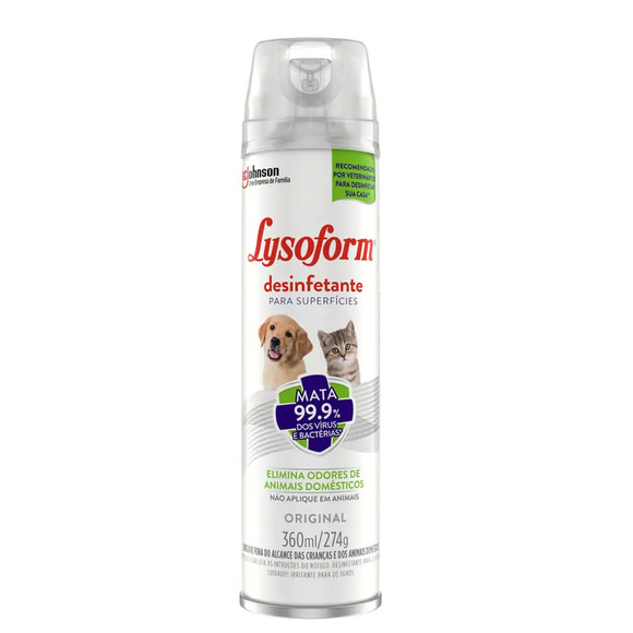Desinfetante Lysoform Aerossol Pets Original 360 ml
