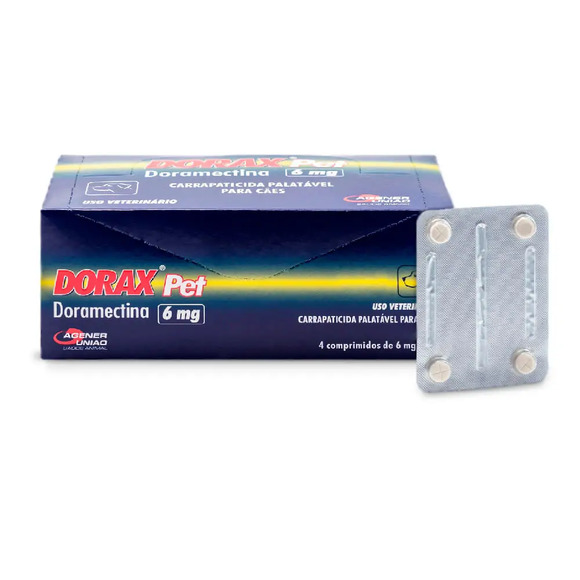 Dorax Pet Doramectina para Cães 4 Comprimidos 6mg