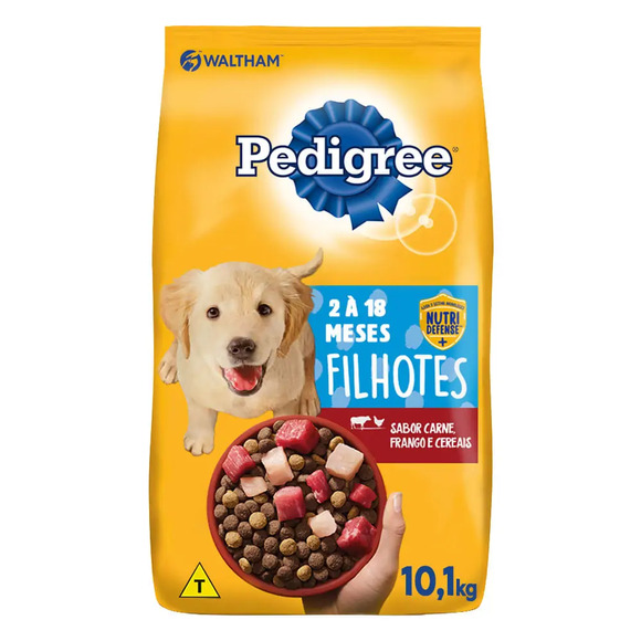 Ração Pedigree Cães Filhotes Raças Médias e Grandes Carne Frango e Cereais 10,1 kg