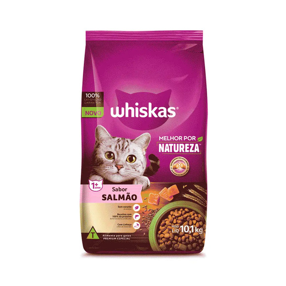 Ração Whiskas Gatos Adultos Melhor Por Natureza Salmão 10,1 kg