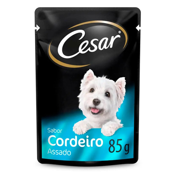 Ração Úmida Cesar para Cães Adultos Sachê Cordeiro Assado ao Molho 85 g