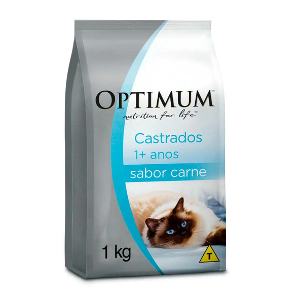 Ração Optimum para Gatos Adultos Castrados 1+ anos Carne 1 kg