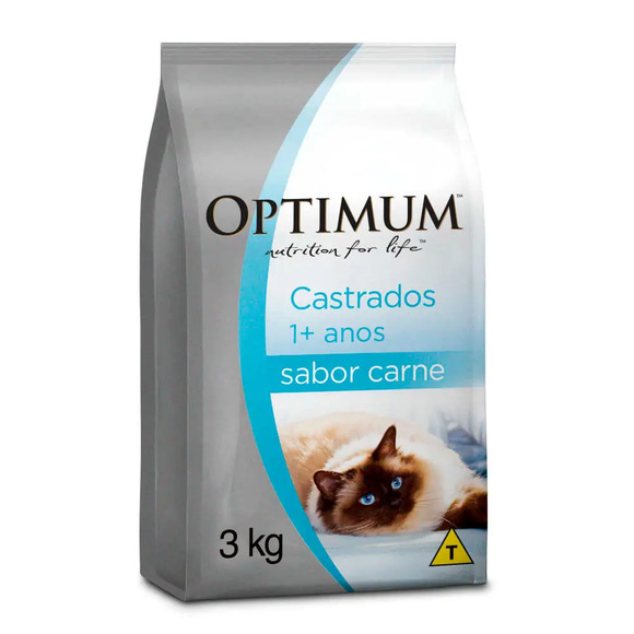 Ração Optimum para Gatos Adultos Castrados 1+ anos Carne 3 kg