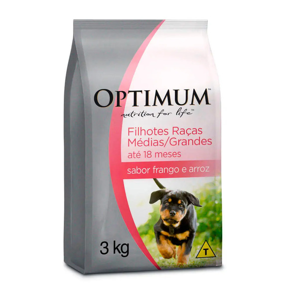 Ração Optimum para Cães Filhotes Raças Médias e Grandes até 18 meses Frango e Arroz 3 kg