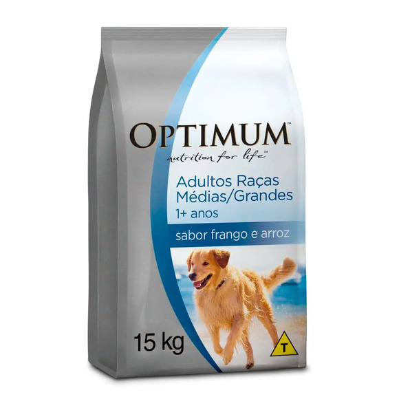 Ração Optimum para Cães Adultos Raças Médias e Grandes 1+ anos Frango e Arroz 15 kg