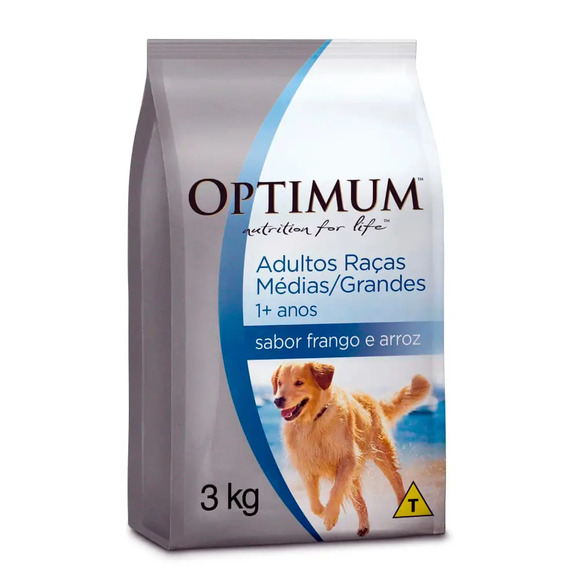 Ração Optimum para Cães Adultos Raças Médias e Grandes 1+ anos Frango e Arroz 3 kg
