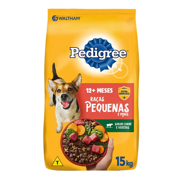 Ração Pedigree Cães Adultos Raças Pequenas e Minis Carne, Frango e Cereais 15 kg