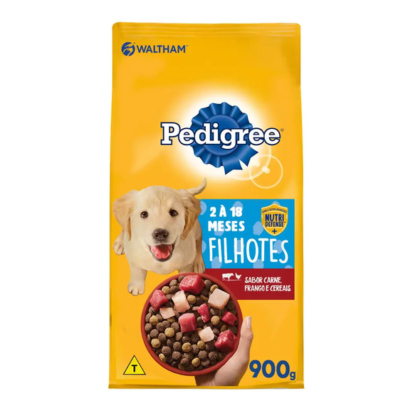Ração Pedigree Cães Filhotes Raças Médias e Grandes Carne Frango e Cereais 900 g