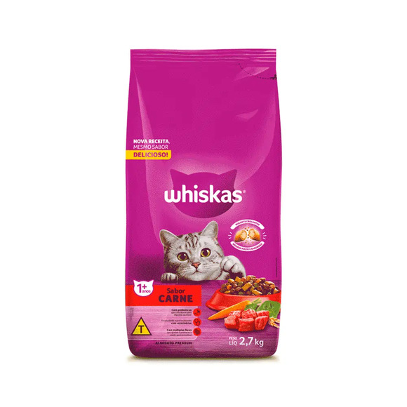 Ração Whiskas Gatos Adultos Carne 2,7 kg