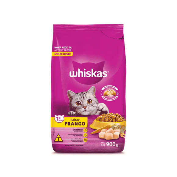 Ração Whiskas Gatos Adultos Frango 900 g