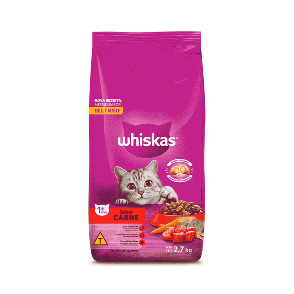 Ração Whiskas Gatos Adultos Mix Carne 2,7 kg