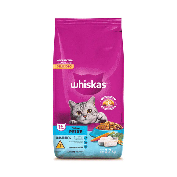 Ração Whiskas Gatos Adultos Castrados Peixe 2,7 kg
