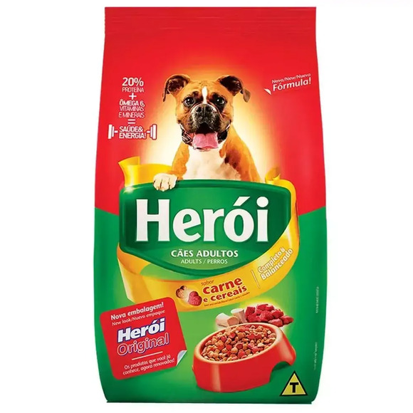 Ração Herói Cães Adultos Carne e Cereais 20 kg