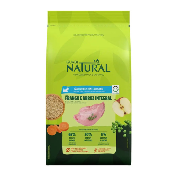 Ração Guabi Natural Cães Filhotes Raças Mini e Pequenas Frango e Arroz Integral 20 kg