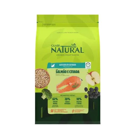 Ração Guabi Natural Gatos Adultos Castrados Salmão e Cevada 7,5 kg