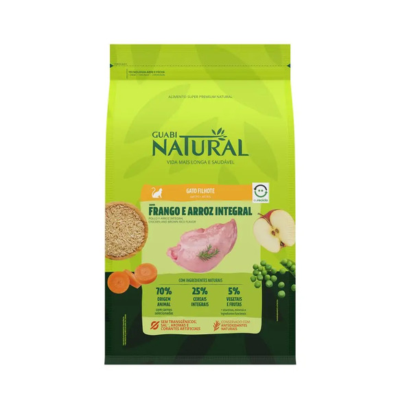 Ração Guabi Natural Gatos Filhotes Frango e Arroz Integral 500 g