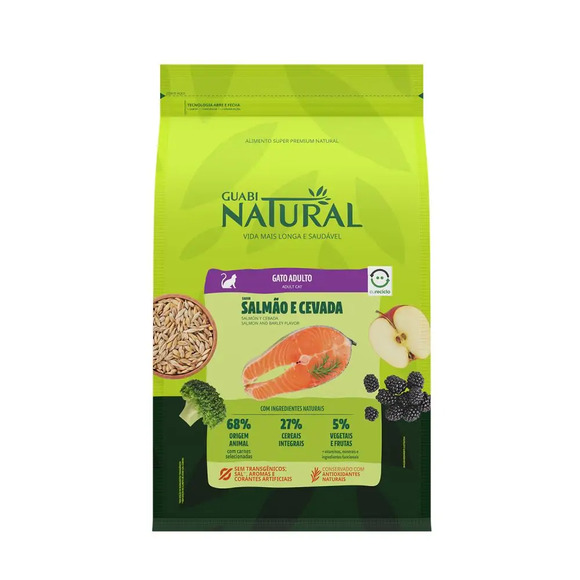 Ração Guabi Natural Gatos Adultos Salmão e Cevada 1,5 kg