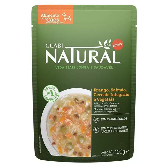 Ração Úmida Guabi Natural Cães Adultos Salmão e Frango 100 g