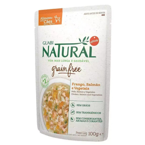 Ração Úmida Guabi Natural Grain Free Cães Adultos Salmão Frango e Vegetais 100 g