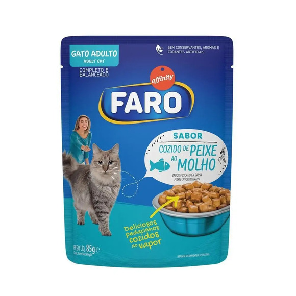 Ração Úmida para Gatos Adultos Peixes Faro 85 g