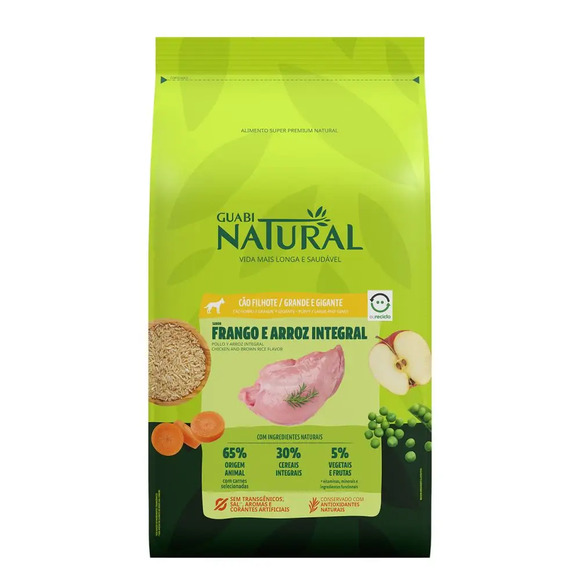 Ração Guabi Natural Cães Filhotes Grande e Gigante Frango e Arroz 12 kg