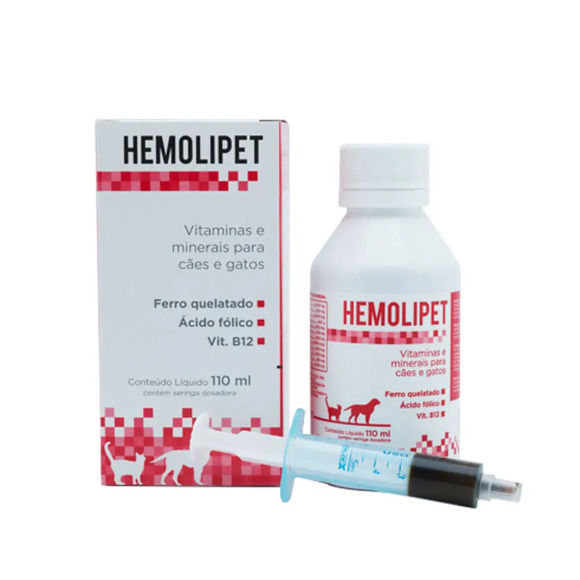 Suplemento Vitamínico Mineral para Cães e Gatos Hemolipet 110 ml