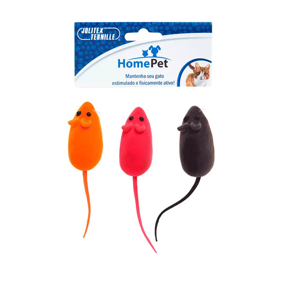 Brinquedo Kit com Ratinhos para Gatos HomePet 3 unidades