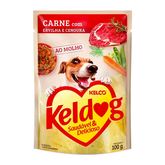 Ração Úmida Keldog Carne, Ervilha e Cenoura 100 g