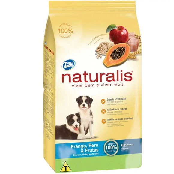 Ração Naturalis Cães Filhotes Frango, Peru e Frutas 15 kg