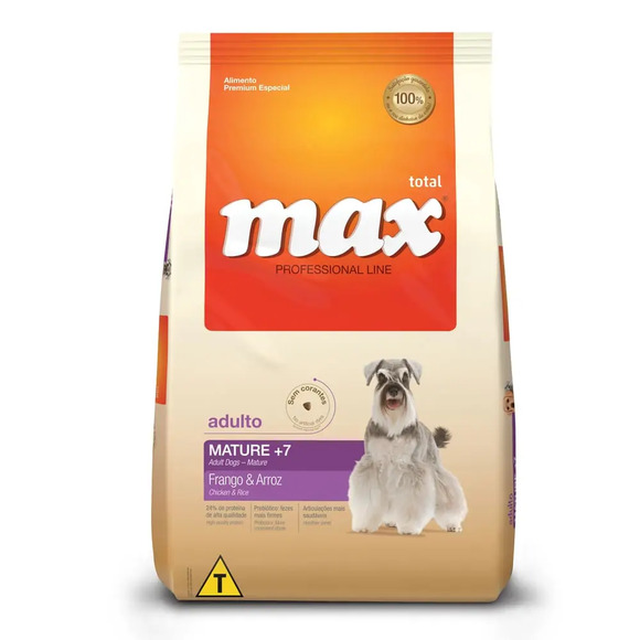 Ração Max Cães Adultos Mature 7+ Frango e Arroz 15 kg