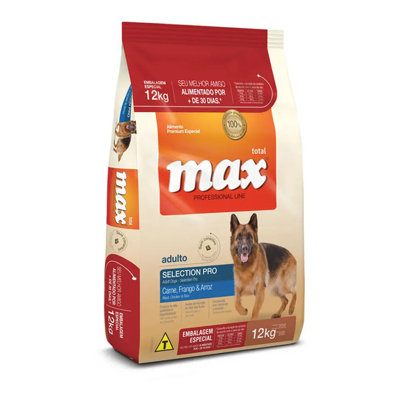 Ração Max Cães Adultos Selection Carne e Frango 12 kg