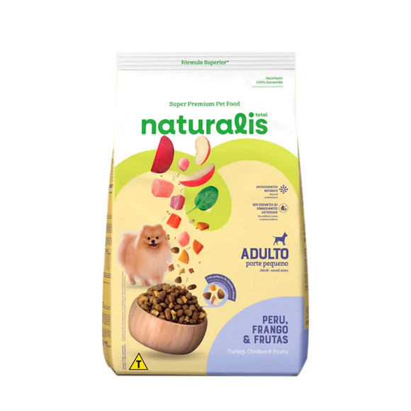 Ração Naturalis Cães Adultos Pequeno Porte Peru, Frango e Frutas 15 kg