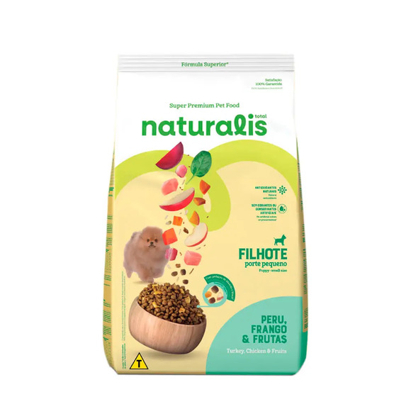 Ração Naturalis Cães Filhotes Pequeno Porte Peru, Frango e Frutas 10,1 kg