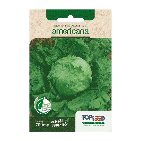 Sementes de Alface Americana Tradicional Topseed Garden Único