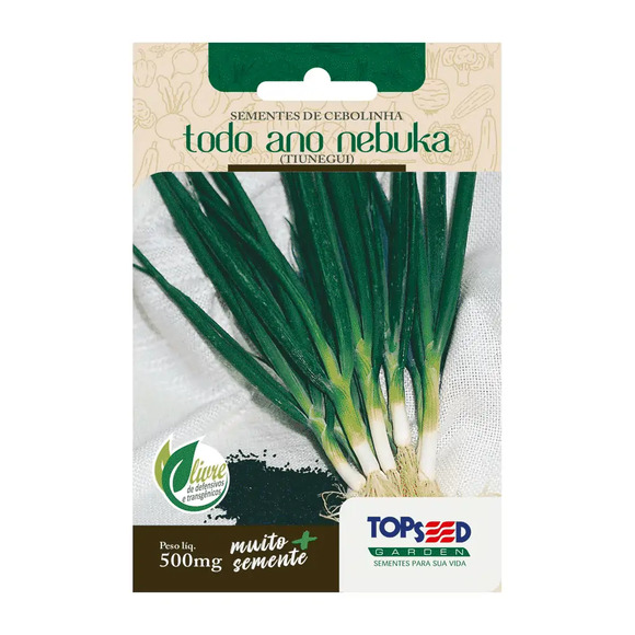 Sementes de Cebolinha Todo Ano Nebuka Tradicional Topseed Garden Único