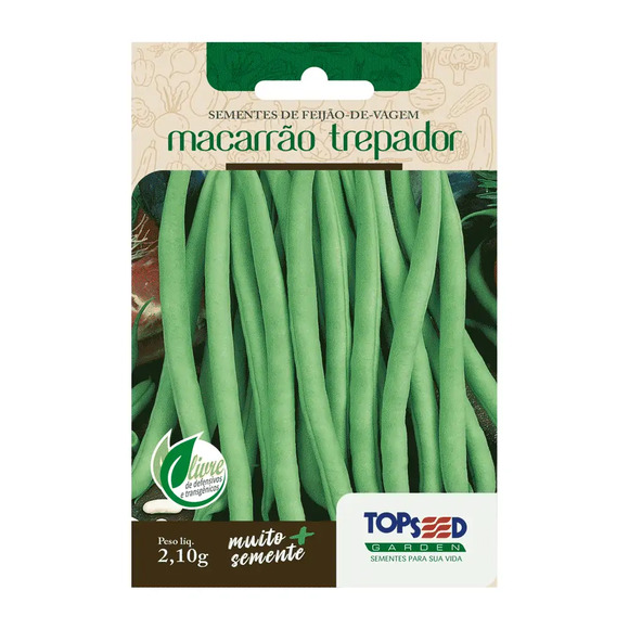 Sementes de Feijão de Vagem Macarrão Trepador Tradicional Topseed Garden Único